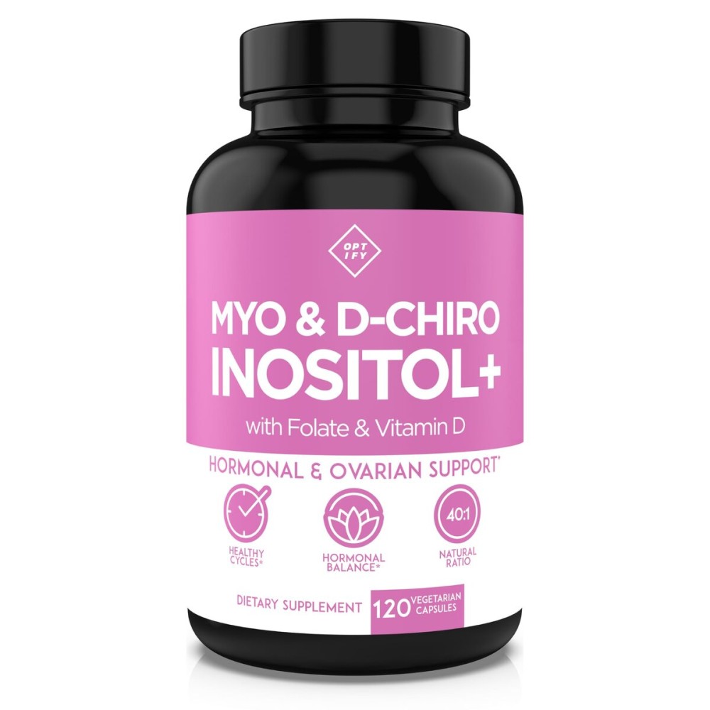 Optify Myo-Inositol & D-Chiro Inositol Supplement for Women - 40:1 Ratio Plus Folate and Vitamin D - Support Healthy Hormonal Balance, Regular Cycles, & Ovarian Health - 30-Day Supply