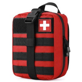 Gonex MOLLE Medical Pouch EMT First Aid Pouch Rip-Away IFAK Tactical Utility Pouch for Outdoor Activities Medical Supplies (Bag Only), Red