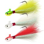 Dr.Fish 3 Pack Bucktail Jig Saltwater Fishing Jig Buck Tail Hair Lure Surf Fishing Bass/Striper/Mackerel/Halibut/Flouder Lure 1/4oz