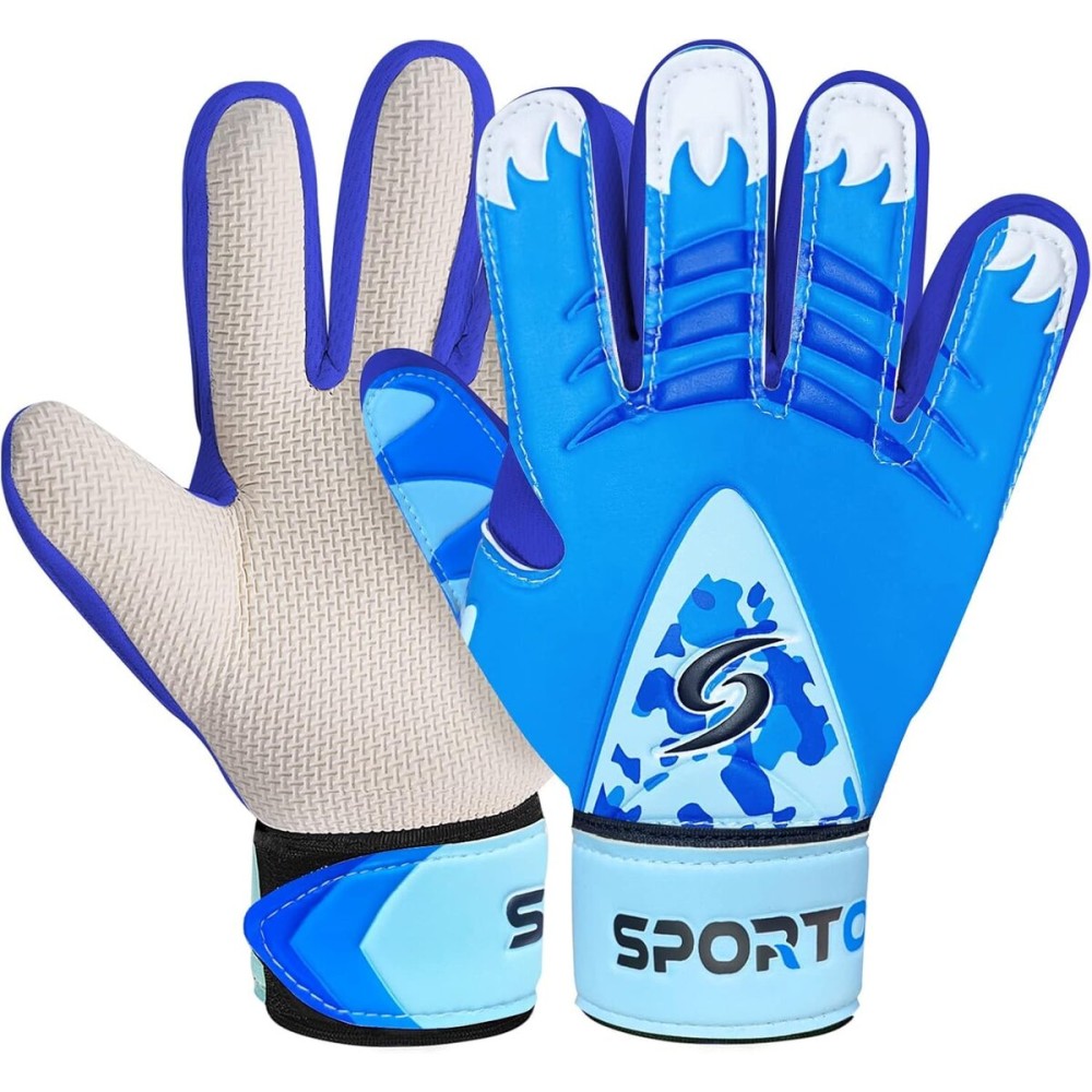 Sportout Kids Goalkeeper Gloves, Soccer Goalie Gloves with Double Wrist Protection and Non-Slip Wear Resistant Latex Material to Prevent Injuries