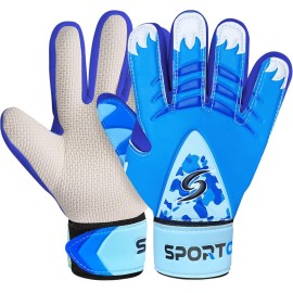 Sportout Kids Goalkeeper Gloves, Soccer Goalie Gloves with Double Wrist Protection and Non-Slip Wear Resistant Latex Material to Prevent Injuries