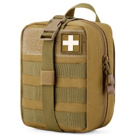 Gonex MOLLE Medical Pouch EMT First Aid Pouch Rip-Away IFAK Tactical Utility Pouch for Outdoor Activities Medical Supplies (Bag Only), Tan