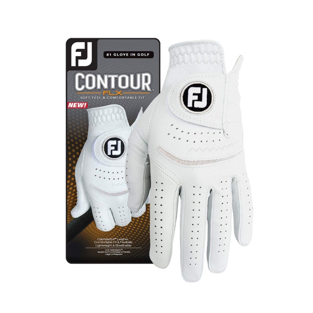 FootJoy Men\'s Contour FLX Prior Generation Golf Glove, Pearl, XX-Large, Worn on Left Hand