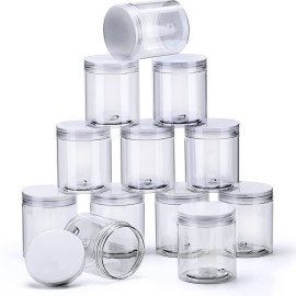 12 Pack Small Plastic Containers with Lids Clear Plastic Favor Storage Jars Wide Mouth for Beauty Products (5 Ounce, Clear)
