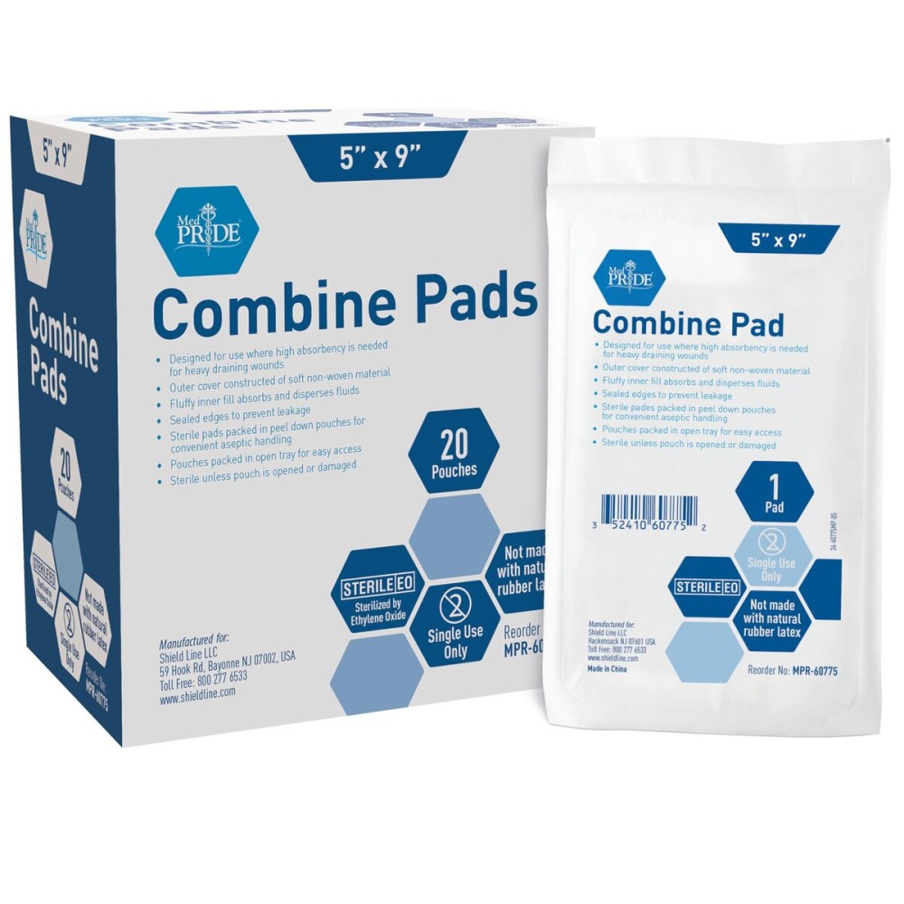 MED PRIDE Nonstick Sterile Abd Combine Pads 5x9 in Extra Absorbent Surgical Dressing for Heavy Leakage (40 Count)
