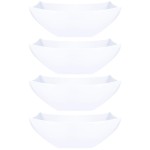 PLASTICPRO Disposable Square Serving Bowls, Party Snack or Salad Bowl, Plastic Clear or White Pack of 4 (16 OUNCE, White)