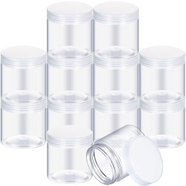 SATINIOR 12 Pack 7 oz Plastic Container Jars with Lids Round Clear Travel Cosmetic Container Jars for Toiletries, Lotion, Cream, Ointments, Makeup, Rhinestone, Samples, Kitchen Storage(Clear)