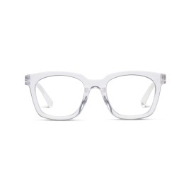 Peepers by PeeperSpecs Women\'s to The Max Square Blue Light Blocking Reading Glasses, Clear, 49 + 3