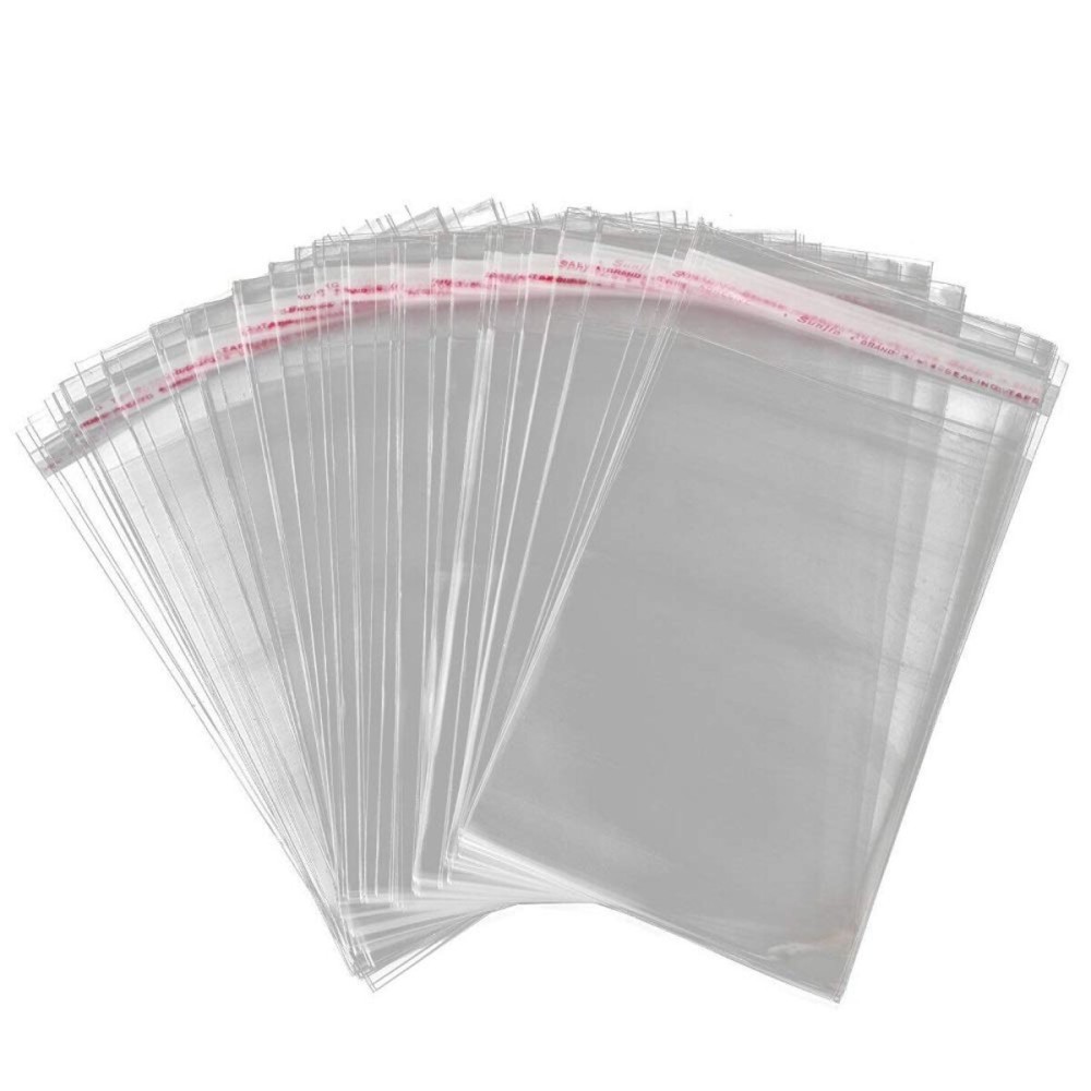 Borningfire 200 Pcs 6x8 Clear Resealable Cellophane Bags, Self Adhesive Sealing OPP Plastic Food Treat Cello Bags for Bakery Bread Candy Cookie Pastry Soap Candle Prints Card Gift Packaging