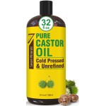 Pure Cold Pressed Castor Oil - Big 32 fl oz Bottle - Unrefined & Hexane Free - 100% Pure Castor Oil for Hair Growth, Thicker Eyelashes & Eyebrows, Dry Skin, Healing, Hair Care, Joint and Muscle Pain