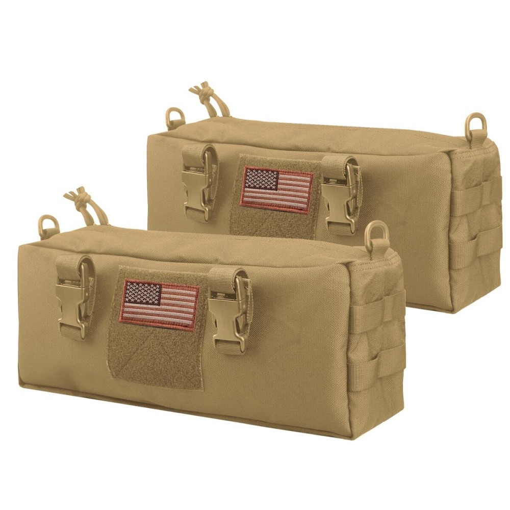 AMYIPO Tactical Pouch Multi-Purpose Large Capacity Increment Pouch Short Trips Bag (Khaki (2 PCS))