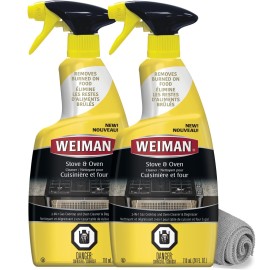 Weiman Heavy Duty Stove and Oven Cleaner and Degreaser for Glass, Ceramic Cooktops, BBQ grill grates - 2 Pack, 24 Oz w/MicroFiber Towel