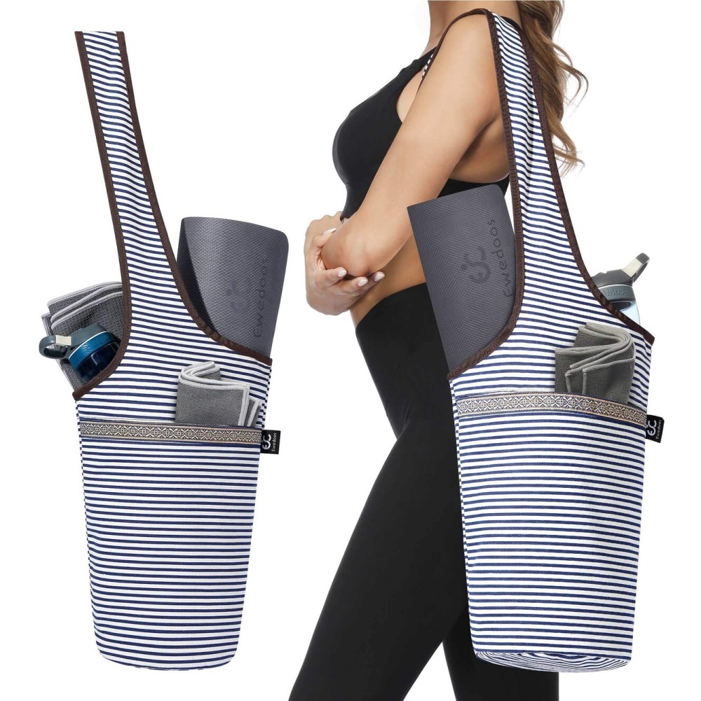 Ewedoos Yoga Mat Bag with Large Size Pocket and Zipper Pocket, Fit Most Size Mats (Fancy Stripe)