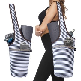 Ewedoos Yoga Mat Bag with Large Size Pocket and Zipper Pocket, Fit Most Size Mats (Fancy Stripe)