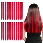 Kyerivs 24PCS Colored Clip in Hair Extensions Gift for Girls 20Inch Red Hair Accessories Christmas Stocking Stuffers for Girls Party Colorful Hairpieces Temporary Hair Color for Kids Women