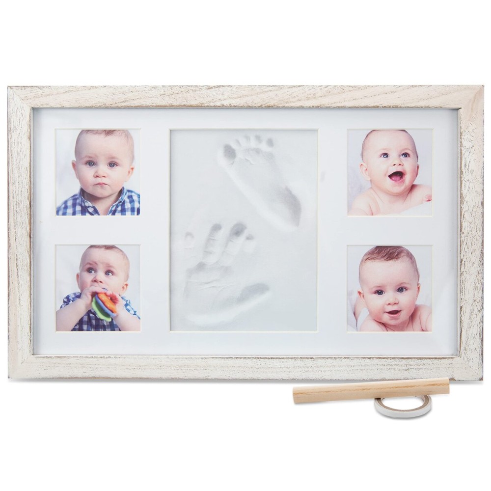 Little Hippo Baby Footprint Kit & Keepsake | Baby Handprint Kit | Baby Hand and Footprint Kit (Rustic White, Large)