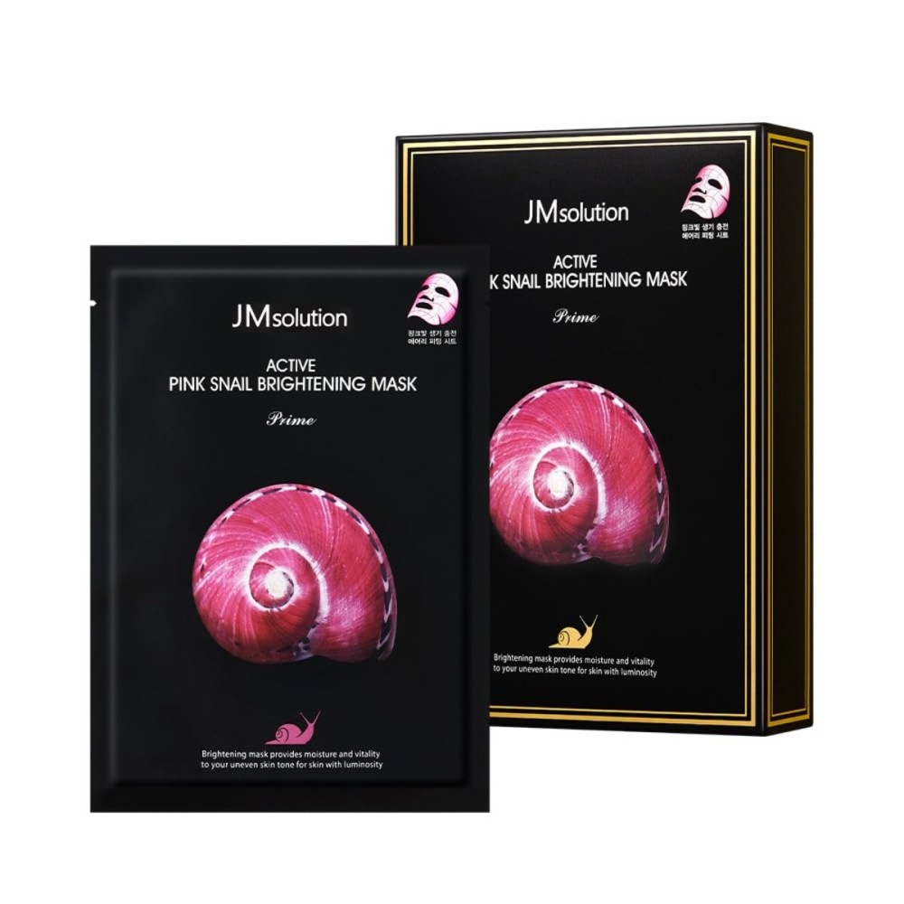 JMsolution Active Pink Snail Regenerating Mask | Vitamin B & Snail Mucin for Brightening, Hydration & Skin Repair | 10 Sheets | Korean Face Mask for All Skin Types