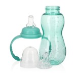 Nuby New 3 Stage Ultra Durable Tritan Grow with Me No-Spill Bottle to Cup, 10 Oz, Teal