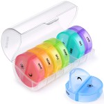 Sukuos Large Weekly Pill Organizer 2 Times a Day, Daily Pill Box 7 Day Easy to Open with Double Protection, AM PM Pill Case for Medicine/Vitamin/Fish Oil/Supplements (Clear)