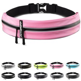 Fitgriff Running Belt for Men & Women - Secure Jogging Pouch for Phone, Keys & Essentials - For All Cell Phones (Pink, 24.5 - 35.5 Waist Size)