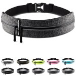 Fitgriff Running Belt for Men & Women - Secure Jogging Pouch for Phone, Keys & Essentials - For All Cell Phones (Grey, 24.5 - 35.5 Waist Size)