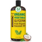 Seven Minerals, Organic Vegetable Glycerin - Big 32 fl oz Bottle - No Palm Oil, Made with Organic Coconut Oil - Therapeutical Grade Glycerine for DIYs - Hair, Nails & Skin Moisturizer - Non-Gmo