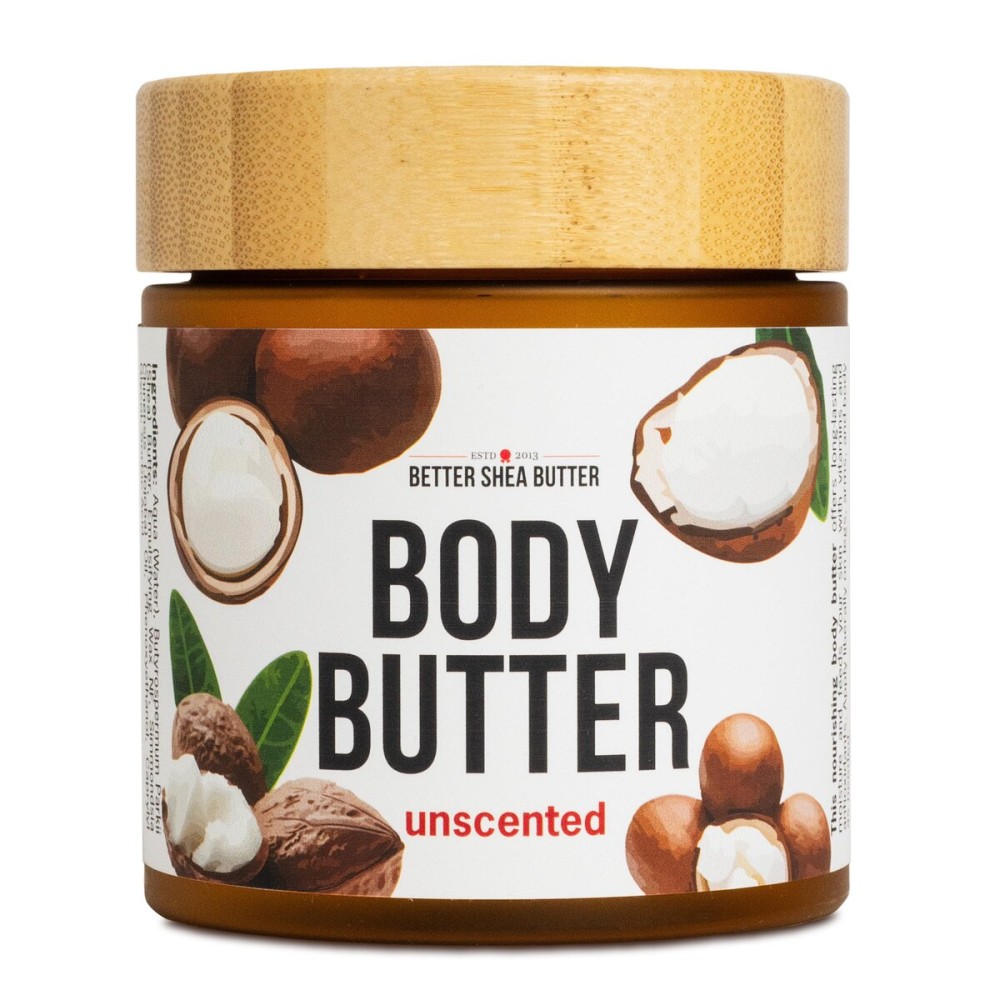 Unscented Body Butter for Dry Skin | with Raw Shea Butter and Jojoba Oil | Deep Moisturizer Safe for Sensitive Skin, Non Greasy, Fragrance Free | 8 oz