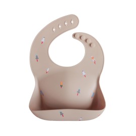 mushie Silicone Baby Bib | Adjustable Fit Waterproof Bibs (Rocket Ship)