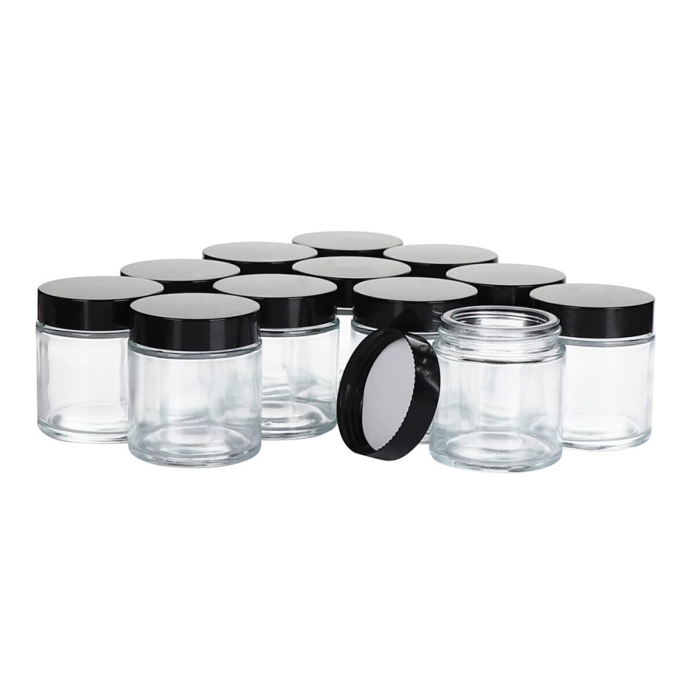 4OZ Glass Jars with Lids, Hoa Kinh Small Glass Jars, 12 Pack Empty Round Canning Storage Jars Containers for Storing Lotions, Powders, and Ointments