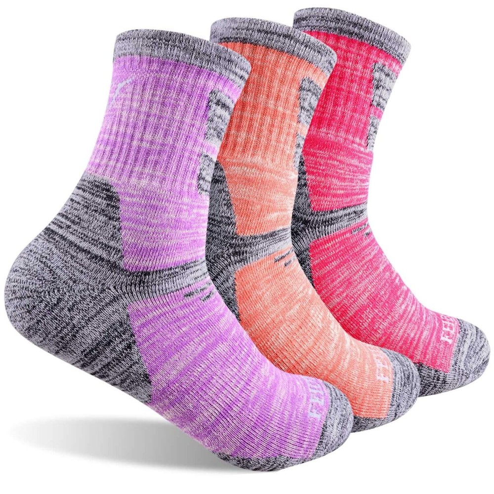 FEIDEER Women\'s Hiking Walking Socks, 3-Pack Outdoor Recreation Socks Wicking Cushion Crew Socks (3WS19103-M)