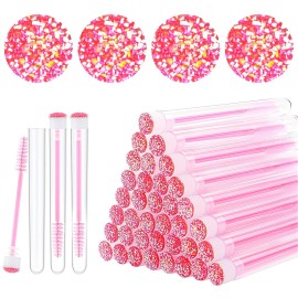 Dming 20pcs Eyelash brush Lash Wand Makeup tool Eyelash Extension supplies Cleaning brush Diamond Mascara star d pink