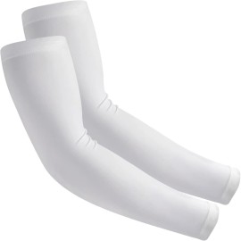 EGOFLEX Arm Sleeves for Men and Women Compression UV Sun Protection Tattoo Cover Up Baseball Basketball Football Golf Running (White)