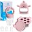 Baby Fruit Feeder & Breastmilk Popsicle Mold Set - 3 Pack Silicone Teething Relief Kit with Food Feeder Pacifier, Freezer Tray with Lid & Baby Teether (Blush)