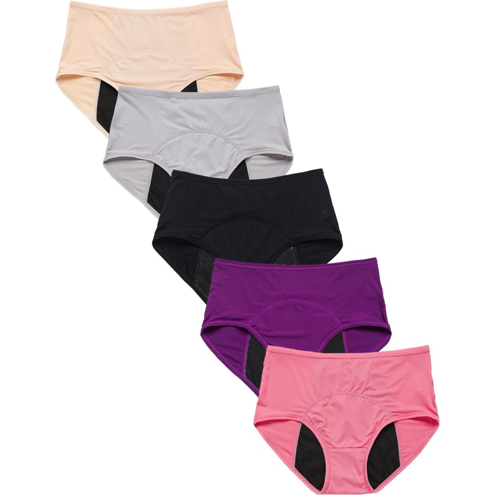 WBEAUTALLOVE Womens Mesh Period Panties High Waisted Menstrual Leak Proof Underwear Incontinence Protective Briefs(H-4-5-1,Small)