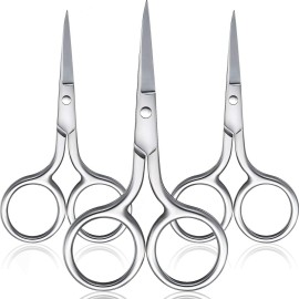 Mudder 3 Pack Small Nose Scissors Facial Hair Trimming Mini Beauty Stainless Steel Grooming Pointed Scissor for Grooming Eyebrows, Nose, Mustache, Beard