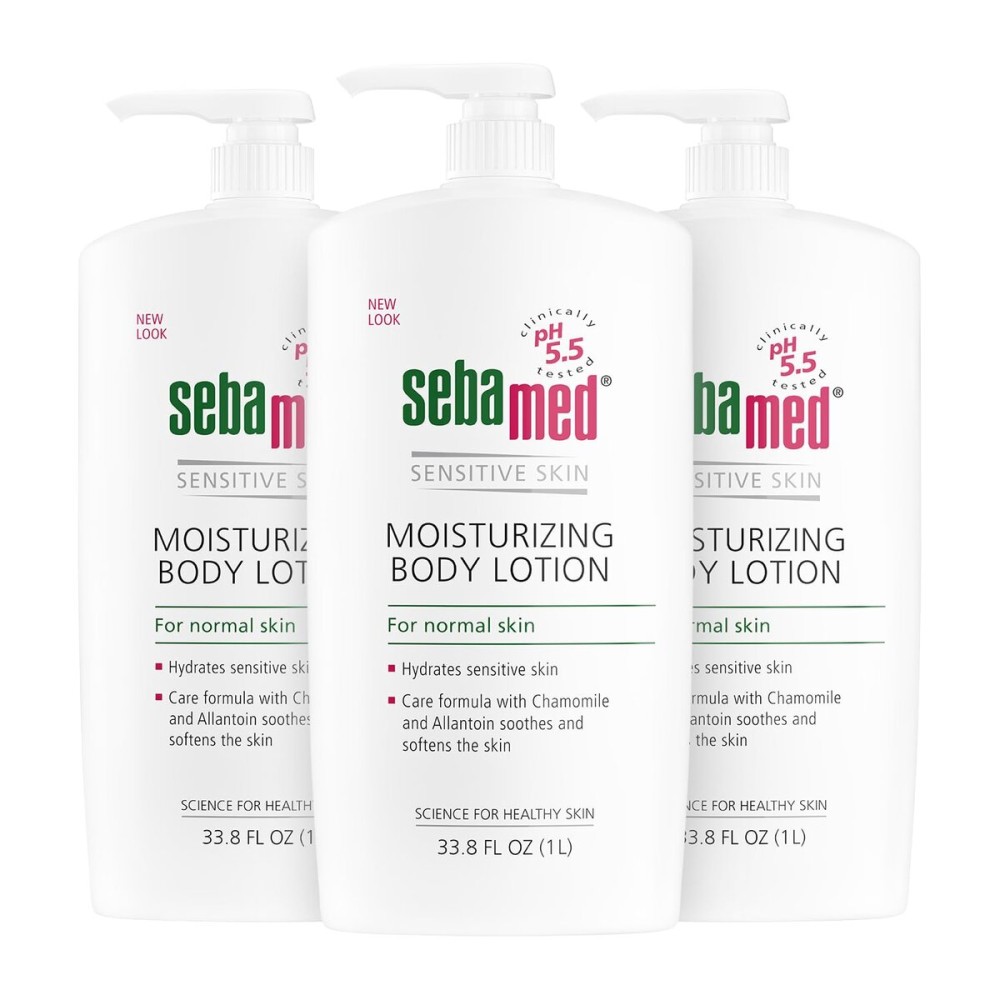 SEBAMED Moisturizing Body Lotion pH 5.5 for Sensitive Skin Dermatologist Recommended Paraben-Free Moisturizer 33.8 Fluid oz (1 Liter) Pack of 3