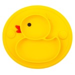 Baby Plate Silicone Toddler Plates Suction Placemat Divided Dishes for Kids and Infants One-Piece Strong Suction, BPA Free, Microwave Dishwasher Safe (Yellow)