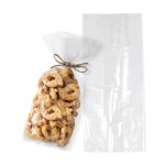 APQ Clear Gusseted Poly Bags, 5 x 3.5 x 12 Inch. Pack of 100 Gusseted Plastic Bags 1 Mil Thick for Favors with Open Top. Clear Plastic Bags for Packaging Cookies, Popcorn, Candies, Homemade Bread