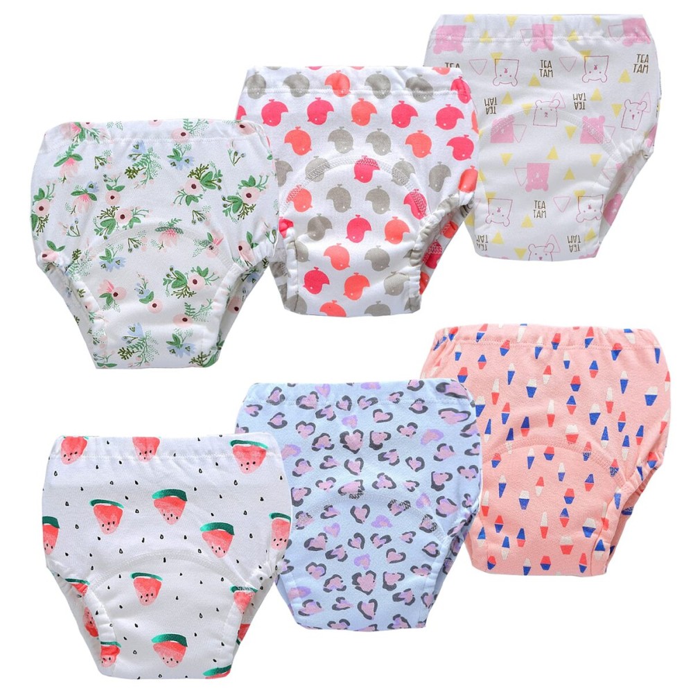 6 Pack Potty Training Pants for Boys Girls, Learning Designs Training Underwear Pants(1T)