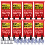 JJ CARE Fire Blanket - 8 Packs with Hooks and Gloves - Emergency Fire Blanket for Home & Kitchen, High Heat Resistant Fire Suppression Blankets for Home Safety, Kitchen, and Camping