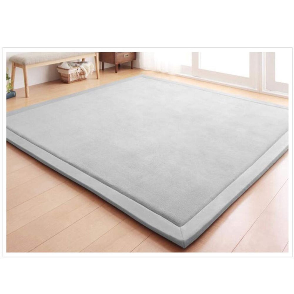 Loartee Coral Velvet Crawling Rugs & Play Mat (6\'8x 6\'8, Gray) for Toddler Children & Yoga Exercise