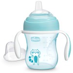 Chicco Transition Sippy Cup with Silicone Spout and Spill-Free Lid 7oz. | Calibration Markings | Removable Handles | Top-Rack Dishwasher Safe | Easy to Hold with Ergonomic Indents | Blue | 4+ months