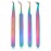 M LASH Tweezers for Eyelash Extensions (Set of 4) - Professional Lash Extension Tweezers - Fiber Tip, Japanese Steel, Diamond Grip Eyelash Extension Tweezer set (Multi-Color)