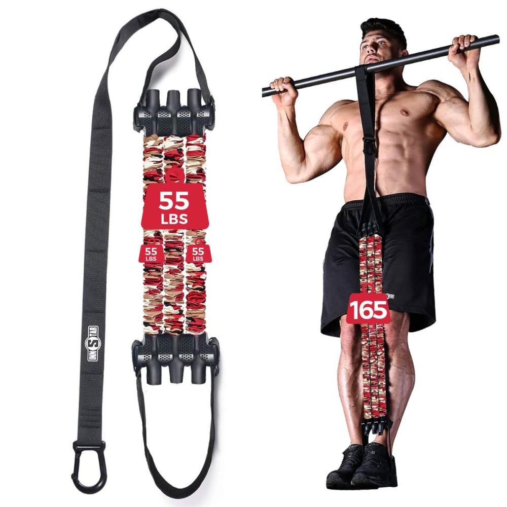 Innstar Pull Up Assistance Bands, 3 Heavy-Duty Adjustable Pull Up Bands Set, Pull Up Bands Assistance Bands for Enhanced Strength Training - Patent (Red 165lbs Adjustable Resistance)