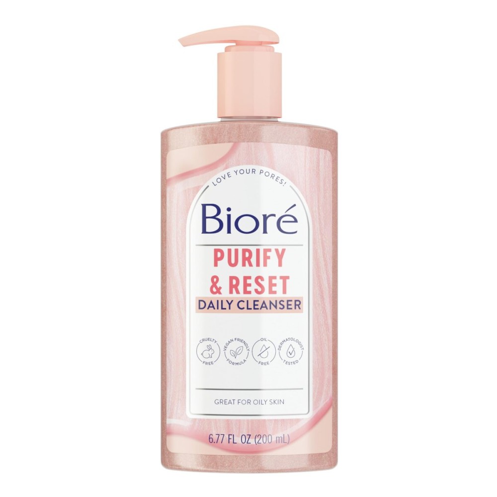 Bior Rose Quartz + Charcoal Daily Purifying Cleanser, Oil Free Facial Cleanser Energizes Skin, Dermatologist Tested and Cruelty Free, 6.77 oz