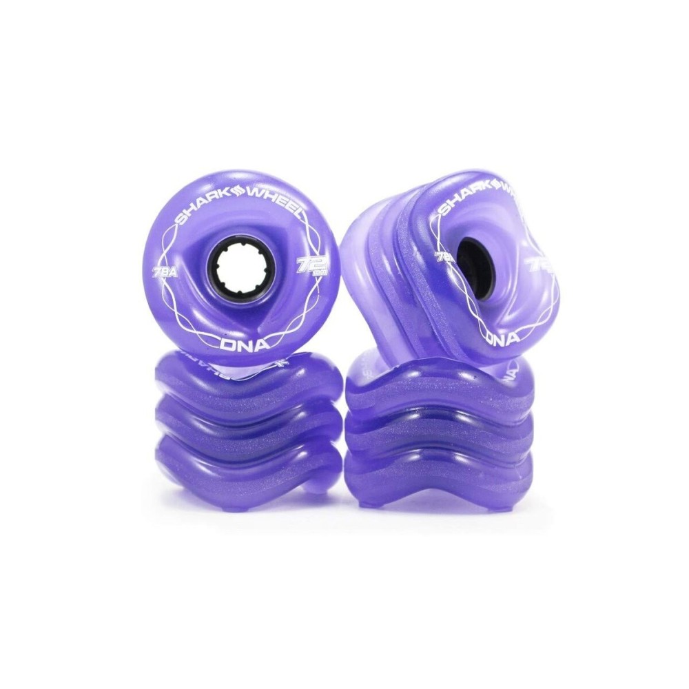 Shark Wheel 72mm 78a Longboard Cruising Wheels, DNA Formula, Set of 4 Wheels (Transparent Purple, 72mm)