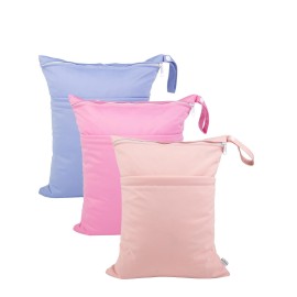 babygoal Wet Dry Bags for Baby Cloth Diapers, Washable Travel Bags, Beach, Pool, Gym Bag for Swimsuits & Wet Clothes with 2 Pockets 3 Pack 3LN09