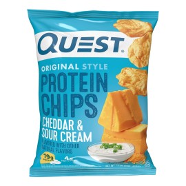 Quest Nutrition Cheddar & Sour Cream Protein Chips, 19g Protein, 4g Net Carbs, Low Carb, Gluten Free, 1.1 oz (Pack of 12)