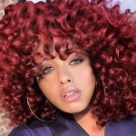 AIDUSA Short Loose Red Curly Wig Afro Synthetic Wig NaturalHalf Short Wigs for Black Women FluffyRed Wig Weave Curly Wigs with Bangs for Women (Red)