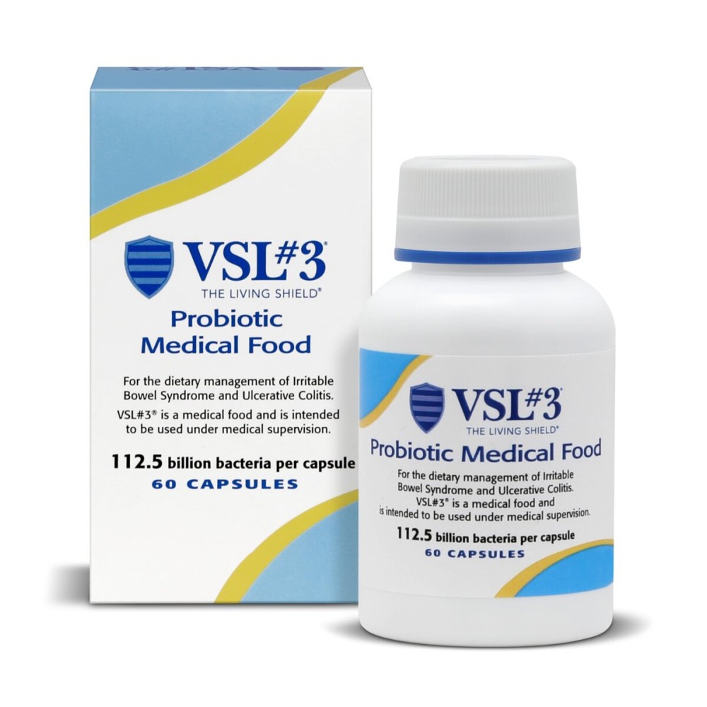 VSL 3 Probiotics for Digestive Health, IBS & UC Symptoms - 112.5B CFUs, High-Potency, Multi-Strain, Live, Refrigerated Probiotic, Medical Food for Gut Health Support in Men & Women, 60 Capsules